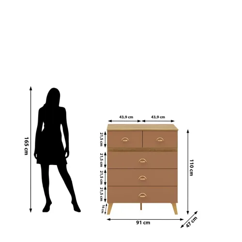 Cômoda 5 Gavetas com Design Moderno e Elegante