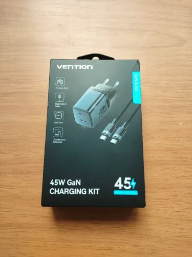 Carregador 45w com tecnologia GaN + cabo USB-C 100w - Kit Vention