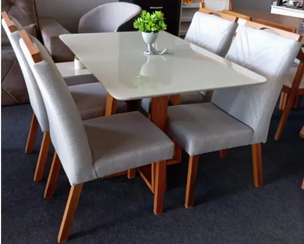 Mesa de Jantar 4 lugares no linho - Moderna e Elegante madeira maciça