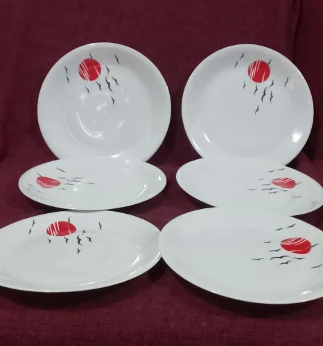 Vendo conjunto de 6 pratos rasos de porcelana da marca Renner.