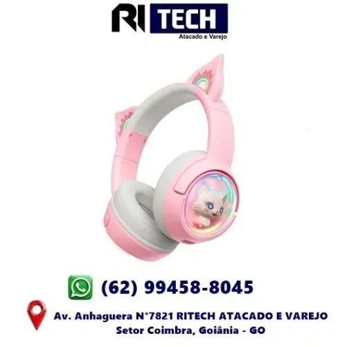 Fone Headset Gamer Fone De Gato Bluetooth P2 Tipo C Microfone Knup FN634
