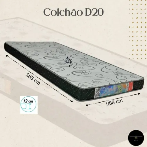 Colchão D20 Espuma Solteiro 0,88x1,88x0,12m
