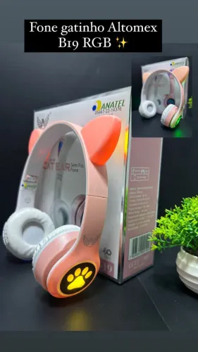 Fone bluetooth Gatinho rgb