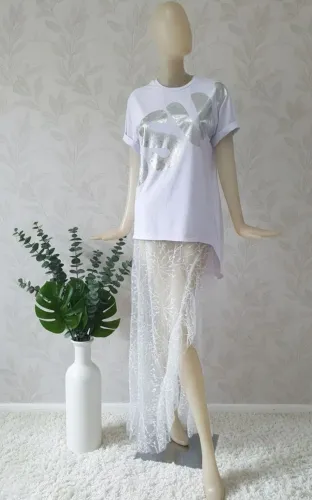 Saia tule saida Praia e t. Shirt tam P
