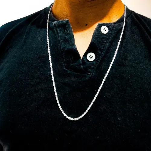 Corrente Baiano Prateada - Aço Inox<br>