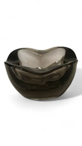 Cinzeiro de Cristal Fumê Vintage (Anos 80) - 6x12,5 cm