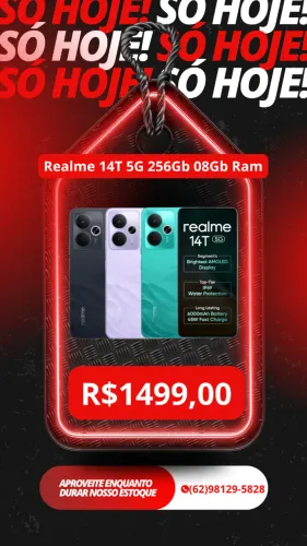 Smartphone Realme 14T 256GB 8GB Ram 5G Lacrado Versao Global Entregamos Gratis