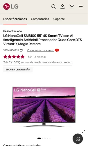 TV LG NanoCell SM8100 55" 4K Smart TV con Al