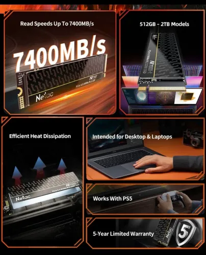 SSD NVMe Netac N7000-T PCIe 4.0 7400MB/s 2TB