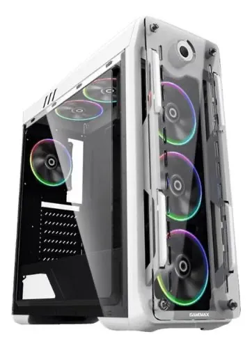 Gabinete Gamer GAMEMAX White Optical G510-wt-dbb ACOMPANHAM 3 FANS ARGB + CONTROLADORA