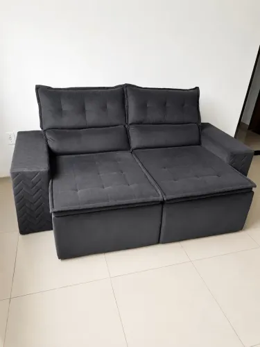 Sofá 3 Lugares Retrátil Reclinável Revestido em Suede Velusoft - 200cm de Largura - Cinza