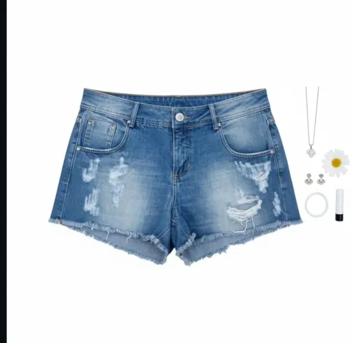 Short jeans cardigan lovers tamanho 42