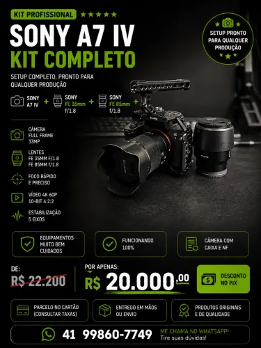 KIT SONY A7 IV COMPLETO + LENTES + CAGE SMALLRIG