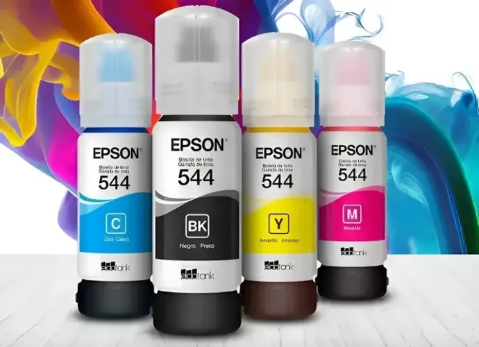 Kit 4 Refil Tintas Corante EPSON T544 Amarelo Ciano Magenta Preto Epson L3110 L3250
