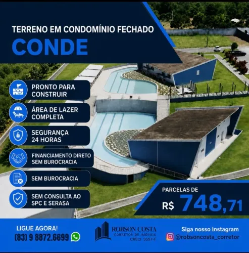 Terreno no Conde, em Condomínio Fechado 