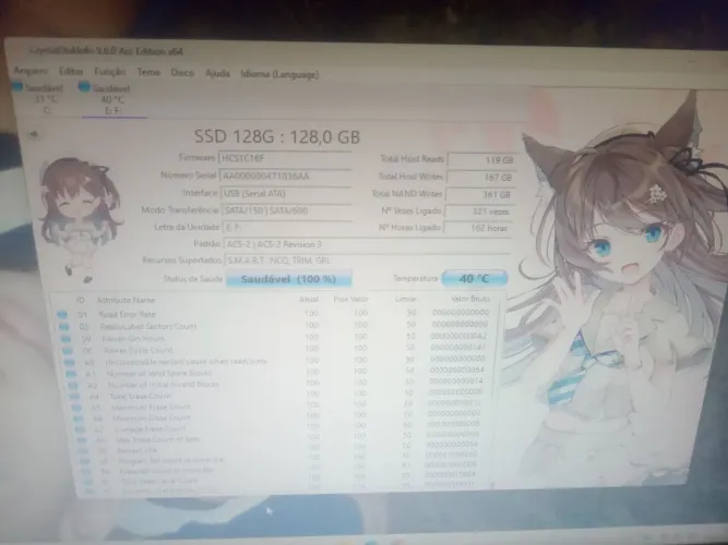 SSD de 128gb com windows saudável 