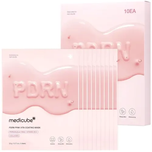 Máscara Facial em Tecido Medicube Salmon DNA PDRN Pink Vita Coating, 10 unidades