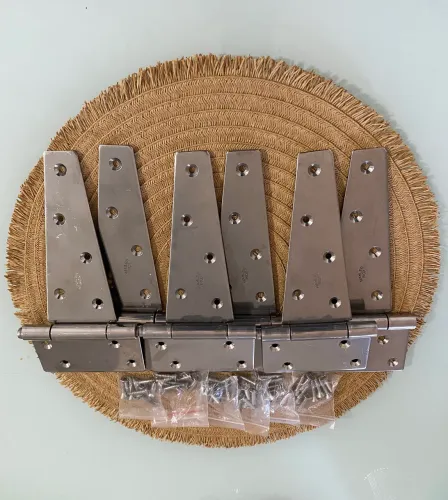 kit c/ 6 Dobradiças Leme Inox Triangular Portão Porteira Mahler