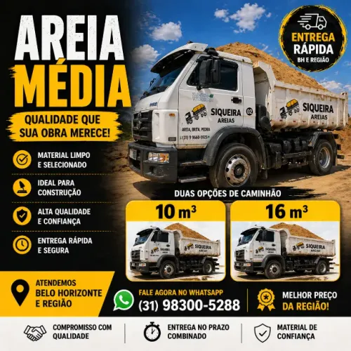Areia Fina - 150,00 m³ (Carga Fechada c/ Frete)