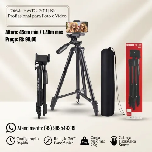 Tripé para celular e câmera tomate 1.4m 