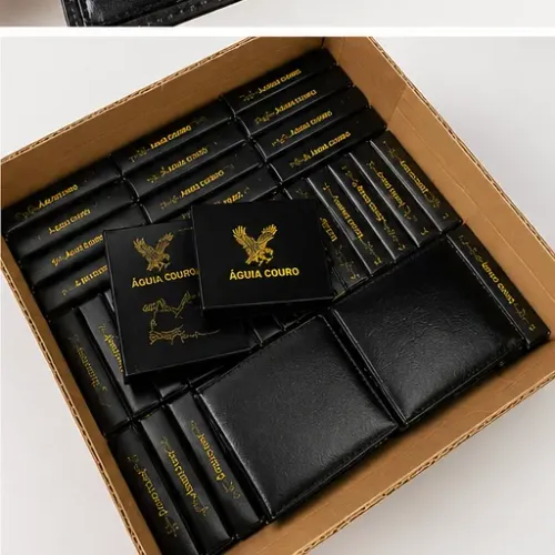 LOTE COM 45 CARTEIRAS MASCULINAS ÁGUIA COURO - COURO MONTANA PREMIUM ATENÇÃO REVENDEDORES