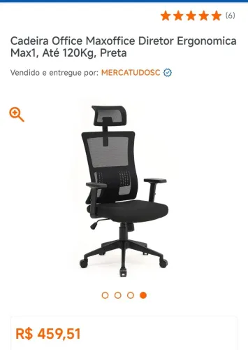 Cadeira escritório Ergonômica Max1 braços reguláveis
