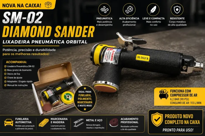Lixadeira Pneumática Orbital SM-02 Diamond Sander Nova