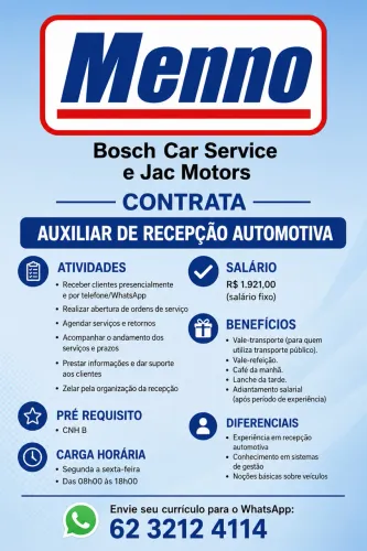 Auxiliar de Recepcionista Automotivo