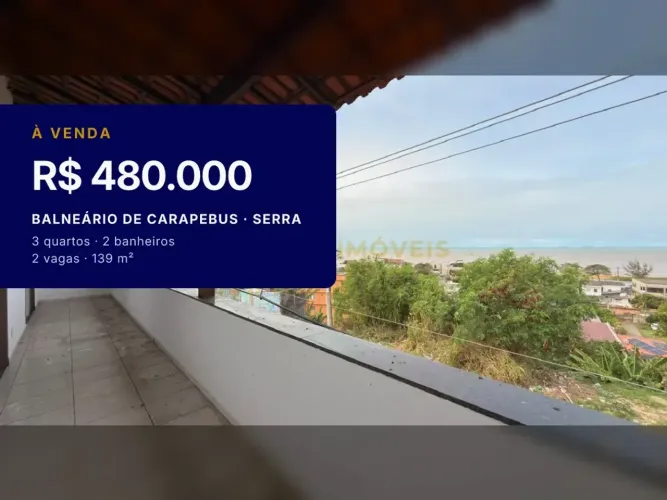 Balneário de Carapebus: apartamento com suíte e vista deslumbrante para o mar!