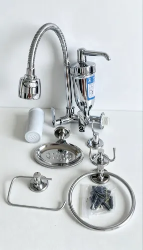 TORNEIRA COM FILTRO E KIT DE BANHEIRO INOX TUDO 115 sem choro 