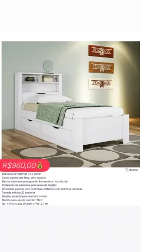 Cama solteiro com Gavetas