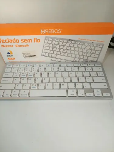 Teclado Bluetooth Hrebos Cinza