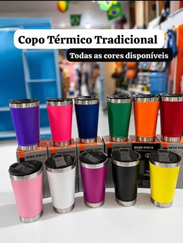 Copo Térmico Com Tampa Beer Pints - Várias Cores