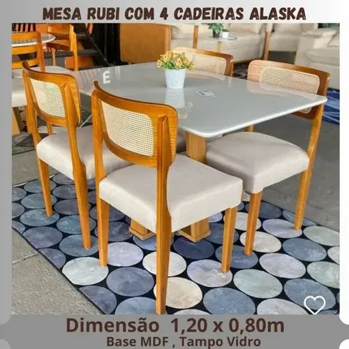 Mesa rubi c 4 cadeiras Alasca 