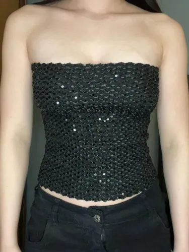 Blusa Top tomara que caia com paetê  novo