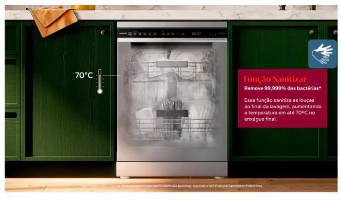 Lava-louças inox 15 serviços 05 programas de lavagem