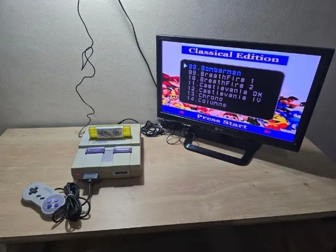 Video Game Super Nintendo com 1 cartucho multi jogos e 1 controle original - lote 1