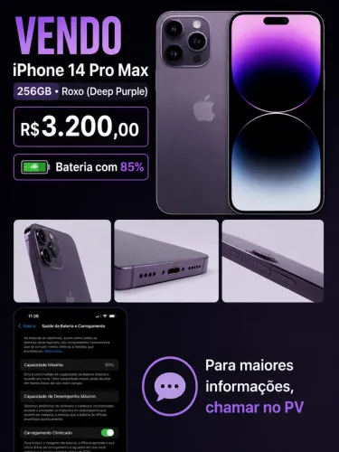 iPhone 14 Pro Max 256 Gb Roxo