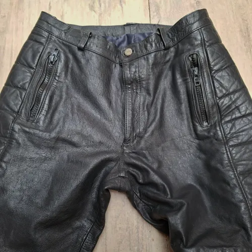 Calça couro legítimo masculina 