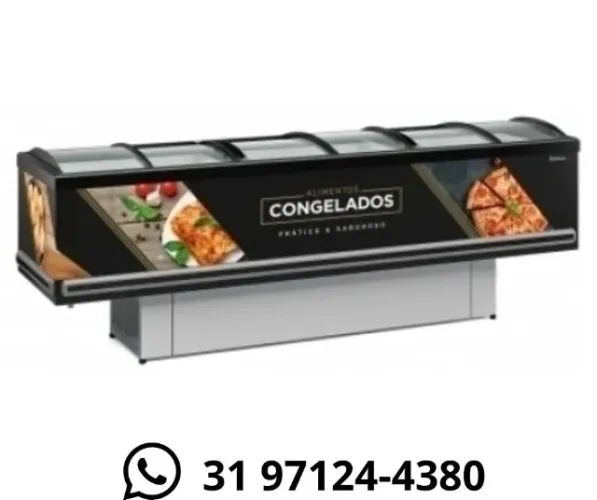 Ilha de Congelados Vidro Curvo 3 Metros Gelopar