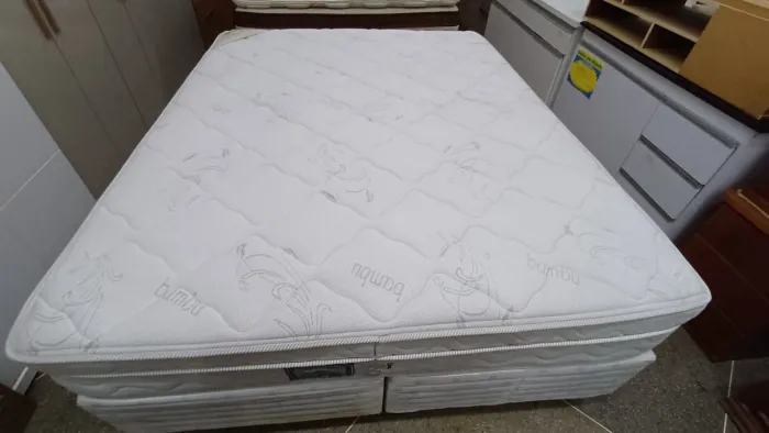 Cama box super king size Colchão Ortobom molas ensacandas bambú