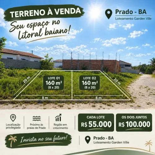 Lotes 8X20 160m² Prado Bahia - Garden Ville