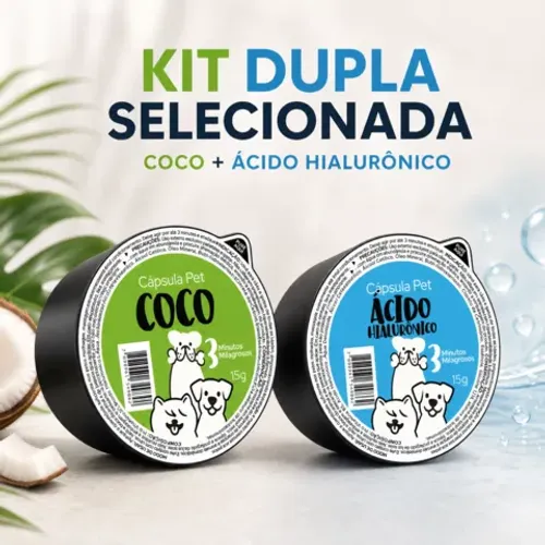 Kit Cápsulas Pet Coco e Ácido Hialurônico 2x15g Lyz