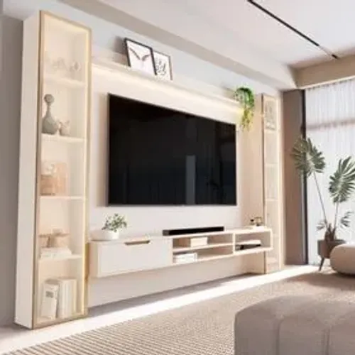 Painel Liso Modular C/ Prateleira ,Led C/ Nicho E Torre - (Promoção)!