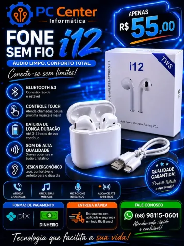 Fone Bluetooth i12