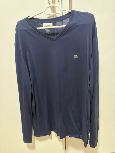 Blusa Lacoste manga longa azul marinho regular fit XL