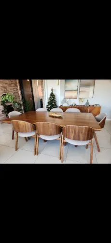 Mesa nogueira madeira maciça + 8 cadeiras - Alto Padrão