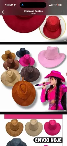 CHAPEU COUNTRY ADULTO MODELO PREMIUN BOIADEIRO DE FESTA ANA CASTELA COWGRIL VARIAS CORES