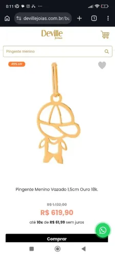 Pingente menino 18k 