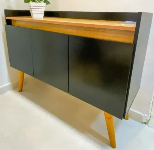 Aparador gold com 3 portas preto mel